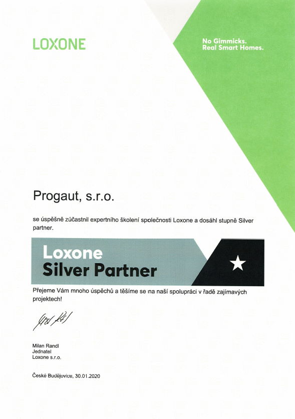 Certifikát Loxone